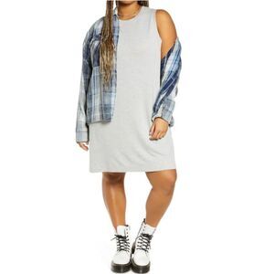 NWT BP. French Terry Tank Dress In Grey‎ Light Heather Size 2X